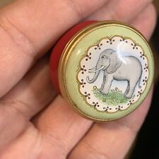 Halcyon Days Enamels Round Pill or Trinket Box, Elephant, England, Very Rare picture