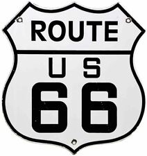 VINTAGE US ROUTE 66 PORCELAIN METAL HIGHWAY SIGN GAS STATION OIL ROAD SHIELD picture