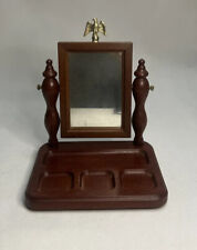Vintage Woodcroftery Wooden Mens Dresser Caddy with Mirror Metal Eagle picture