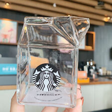 Hot Sale Starbucks Cute Milk Carton Glass Coffee Mug Korea Milk Straw Cup 400ml picture