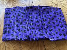 Halloween Napkins, Black Cat Purple Fabric, Set of 12, Handmade, 18” Square picture