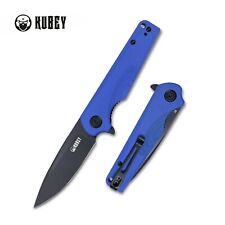 Kubey Wolverine Folding Knife Blue G10 Handle D2 Drop Point Plain Edge KU233F picture
