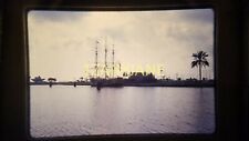 AB18 VINTAGE 35mm SLIDE TRANSPARENCY Photo CLASSIC SHIP DOCKED PALM TREE 1971 picture