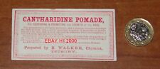 RARE ANTIQUE  CANTHARIDINE POMADE WALKER CHYMIST TETBURY LABEL- ONE OFF LISTING picture