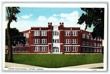 c1940's Junior High School Exterior Ottawa Kansas KS Unposted Vintage Postcard picture