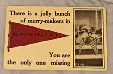 NY Bedford Hills c 1900s Postcard Patriotic Ladies Hats US Flags Red Pennant picture