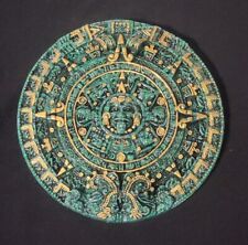 Mayan Aztec Calendar Wall Plaque Green Gold 11 1/4