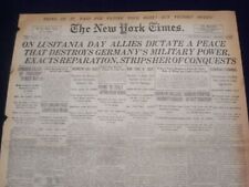 1919 MAY 8 N.Y. TIMES-ON LUSITANIA DAY ALLIES DICTATE A PEACE-BAUM DEAD- NT 9241 picture
