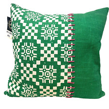 Green White Pink Cotton Geometric Throw Pillow New With Tags Surya Zipper Back picture