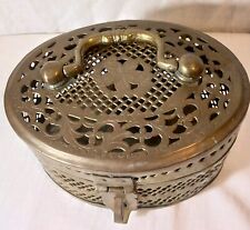 Vintage Brass Engraved Jewelry Box Jali BEAUTIFUL Handcrafted Rich Patina  picture