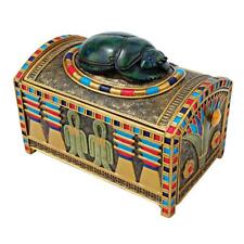 Hidden Treasure Compartment Egyptian Scarab Beetle Trinket Box w Lid & Drawer picture