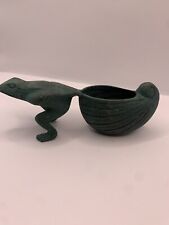 Vintage Bronze Frog Pulling Snail Shell Planter picture
