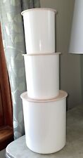 Vintage Tupperware Canisters One Touch 3 Beige Lids 2416A, 2420A, 2422B Set Of 3 picture