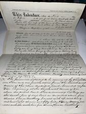 Antique 1860 Real Estate Warranty Deed Canandaigua Ontario County NY New York picture