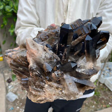 6.5lb Large Natural  Smoky Black Quartz Crystal Cluster Raw Mineral Specimen picture