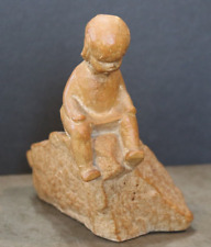 HAEGER POTTERY STATUE GIRL SITTING ON ROCK Signed by Artist M Strubel picture