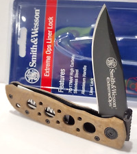 Smith & Wesson Tan Extreme Ops Clip Point Blade Linerlock Tactical Pocket Knife picture