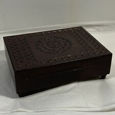 Vintage Poland Hand Carved Wood Music Jewelry Box Trinket River Kwai picture