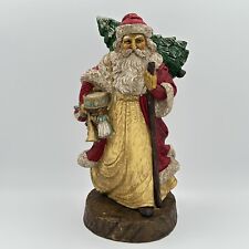 Vintage Wooden Santa Figurine 12”Midwest Imports Christmas Tree Cottagecore picture