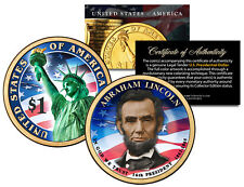 COLORIZED 2-sided 2010 ABRAHAM LINCOLN Presidential $1 Dollar US President Coin picture