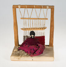 Vintage Native American Rug Weaving Loom Weaver Sculpture Women Doll picture