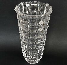 French Vintage Lead Crystal Square-cut Design Tall Bouquet Flower Vase 10.5