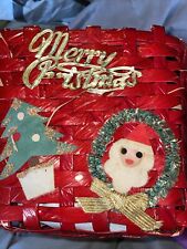Vintage Red Wicker Christmas Basket picture