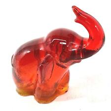 Vintage Amberina Glass Elephant Figurine With Trunk Up and Ears Out picture