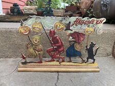 Wooden Die-Cut Halloween Display “Hallowe’en Parade” EXC Unique Rare picture