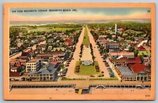 Rehoboth Beach Delaware Postcard Aerial View of Rehoboth Avenue Linen 1930's UN picture