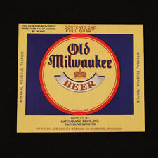 Old Milwaukee Beer Quart Label IRTP More Than 4% - Cammarano Bros. Tacoma WA picture
