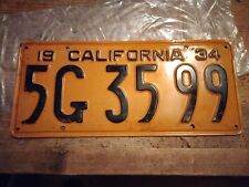 1934 Vintage California license plate.# 5G 35 99 picture