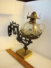 Vintage Cast Iron Oil Lamp Wall Mount Swing Lamp Holder W/ Wall Bracket And... picture