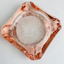 Art Deco Depression Glass Jeannette Glass Adam Pattern Square Pink Ashtray * picture