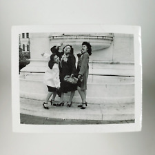 Latina Women Being Silly Photo 1940s Girls Goofing Off Ladies B&W Snapshot A3574 picture