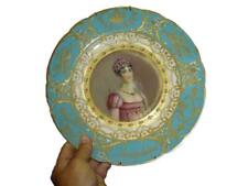 Fabulous French Empire Jeweled Sevres Porcelain Empress Josephine Portrait Plate picture