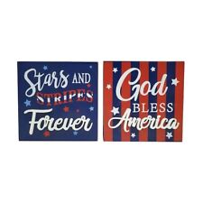 Ashland Brand Patriotic Novelty Sign 4th of July Table Top Box Sign Duo 7