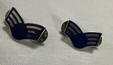 2 x Air Force Metal Enameled Chevrons Pins Vintage Pair L.L.C. G.I. - LLC GI picture