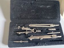Antique Drafting Instrument Set, German Drawing Tools, Drafting Box, Compass picture