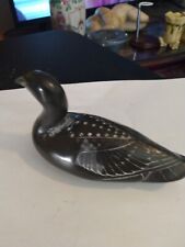 Vintage Canadian Stonecraft Pearlite Carved Loon Soapstone Figurine picture