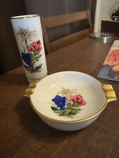 Vintage  AK Kaiser Floral Gold Trim Ashtray And Bud Vase, Porcelain, W.  Germany picture