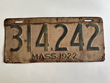 1922 Massachusetts License Plate All Original Rustic Man Cave Wall Hanger picture