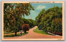 Postcard Monument Avenue Park Fountain Bennington Vermont VT picture