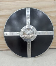 Medieval Knight Handcrafted Black Wooden Round Shield Gift W/ Steel Shield Boss picture