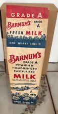 Vintage Milk Carton 1950's Barnum's Creamery Waxed Container Dairy Farm Grocery picture