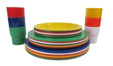 Vintage MCM INGRID CHICAGO Plastic Multicolor Picnic Party Set Cups Plates Bowls picture