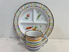 Vintage Mackenzie Childs Enamelware Divided Kid’s Dish and Cup picture