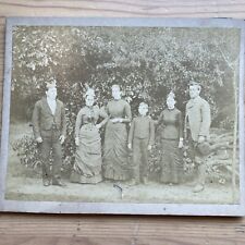 Victorian Small Cabinet Card Photo Family & Children Outdoors 14x12cm picture