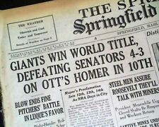 NEW YORK GIANTS World Series Champions vs. Washington Senators 1933 Newspaper picture