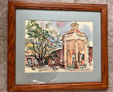 The Old Square In Spanish Town Cecile  Johnson Print 23 X 20 Framed Matted Vtg picture